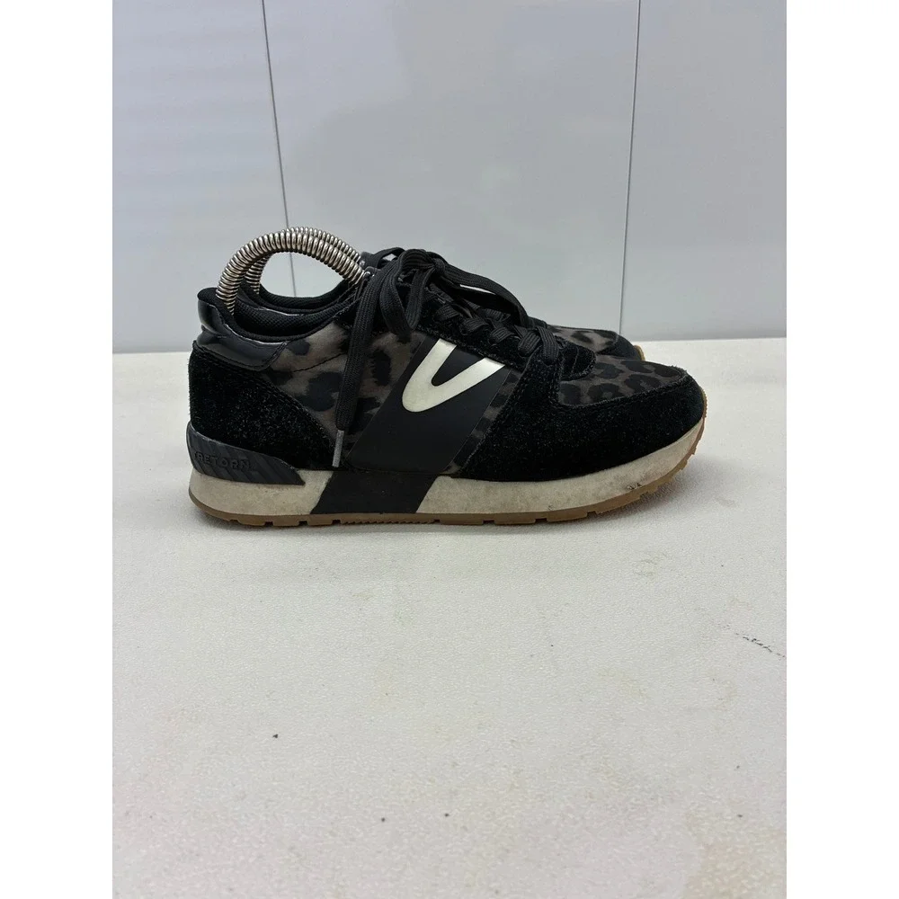Tretorn Rawlins Women Leopard Print Suede Low Top Sneakers Black Brown